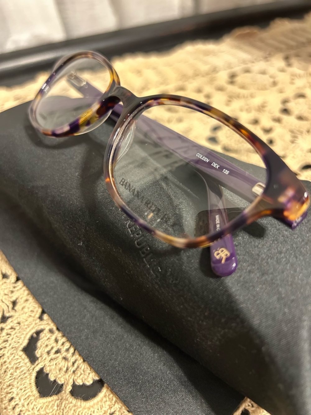 Banana Republic Tortoiseshell Prescription Frames with Purple Temples - Picture 2 of 8
